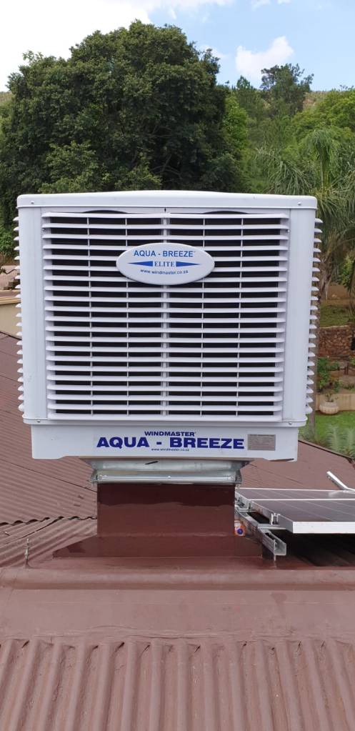 Evaporative cooling unit - Cooling unit - Cooler - Roof ventilation - Roof Installation - aqua breeze - Pretoria South Africa - Windmaster